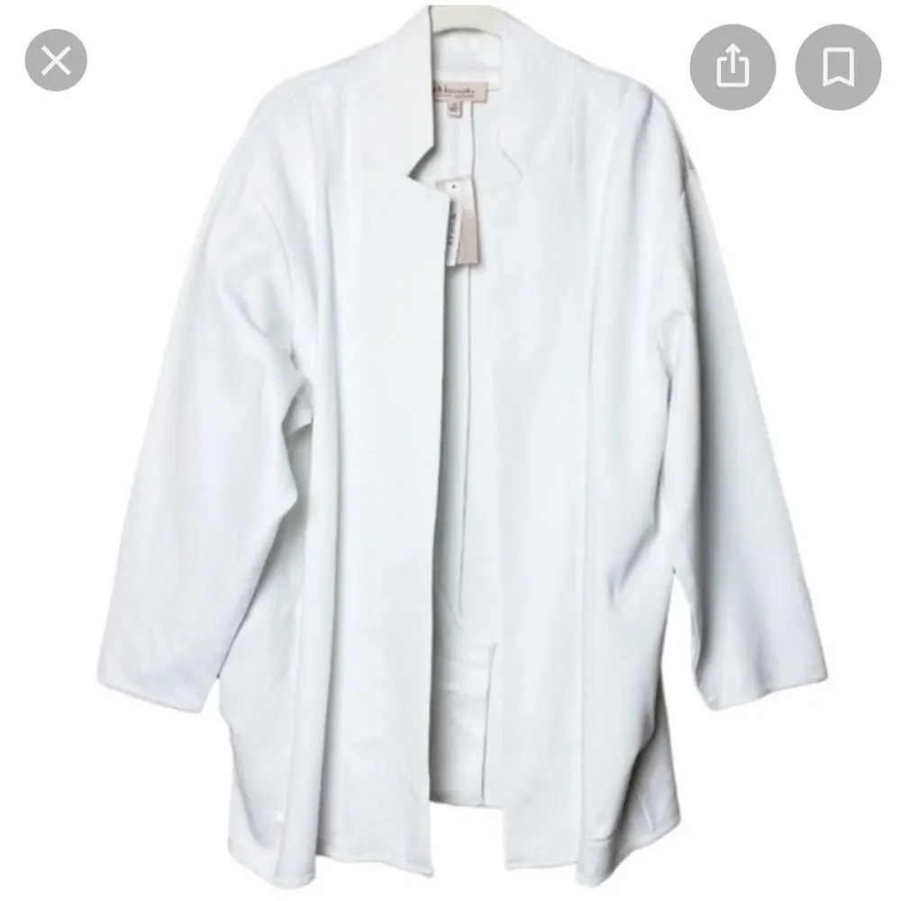 PHILOSOPHY Bracelet Sleeve Notch Collar Cardigan Jacket White Veranda 3X